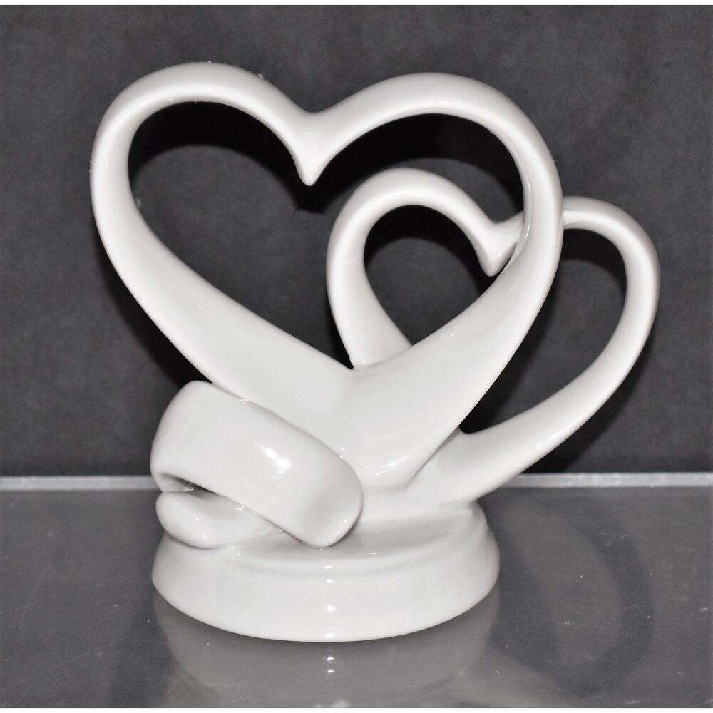 NIB White Porcelain Heart Cake Topper
